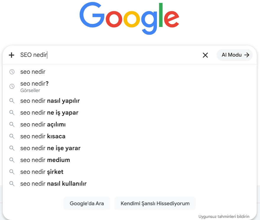 seo anahtar kelime sorgusu