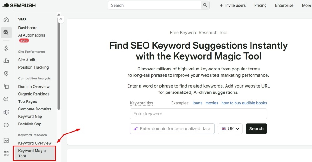 keyword magic tool